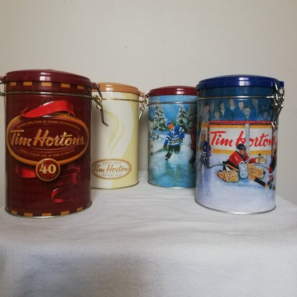 Tim Horton's Coffee Tin Canister - Lot of 4 - Picture 1 of 8